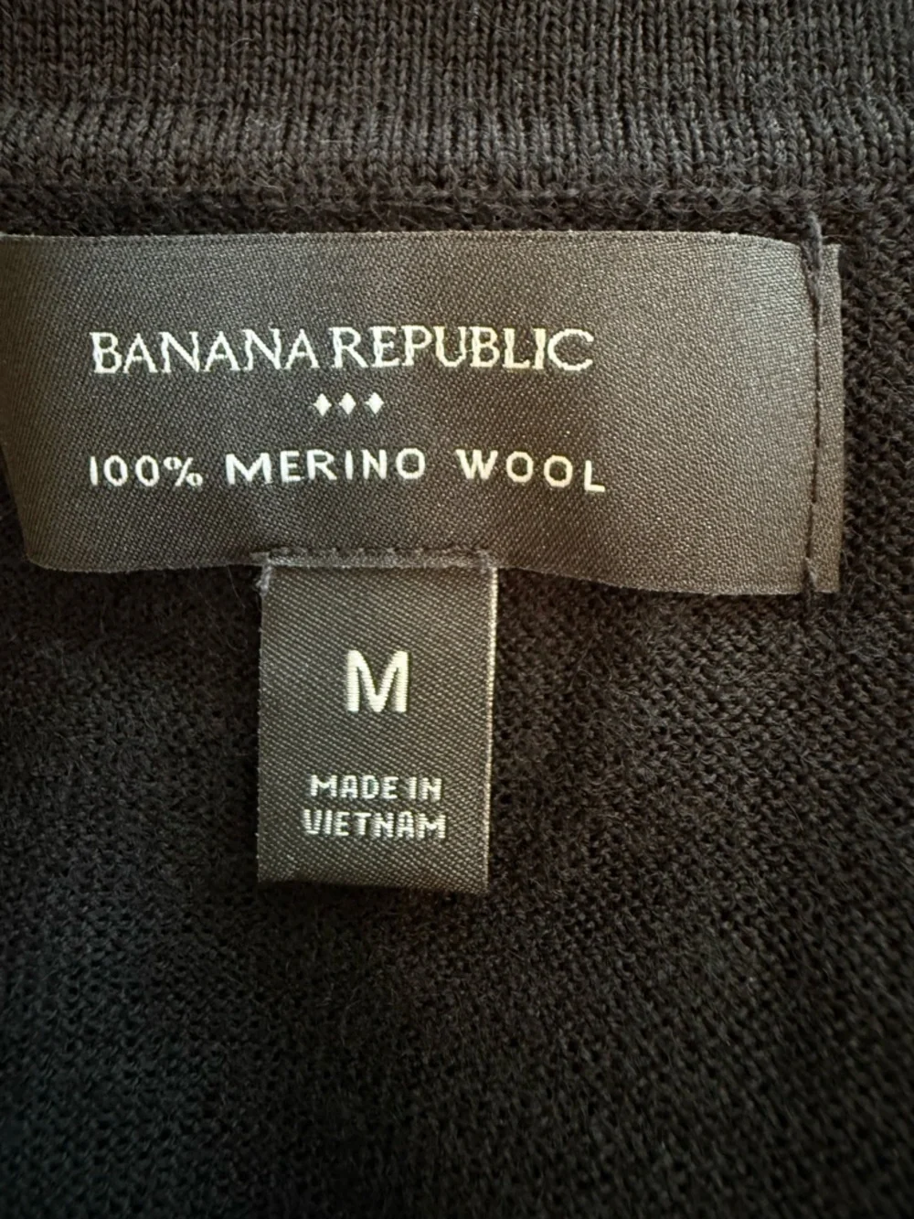 Banana Republic Merino Wool Johnny Collar Sweater Black Lightweight Knit M
